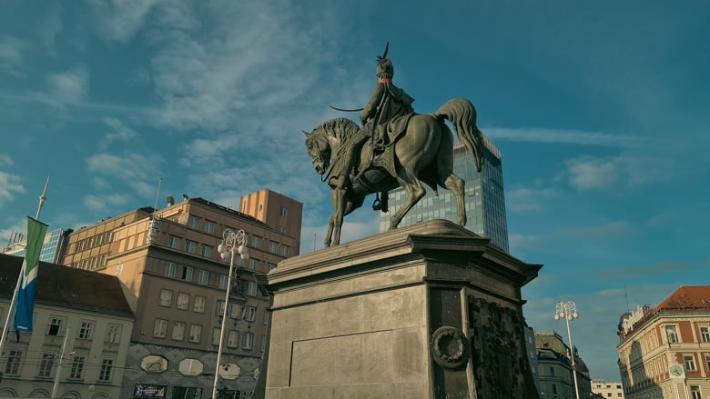 Statue on the Zagreb's Main Square where Zagreb Hikes start